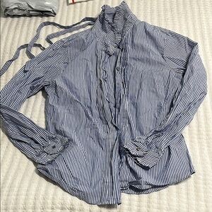 J. Crew Navy and White Striped Shirt